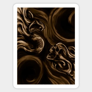 Skull & Snake (sepia) Sticker